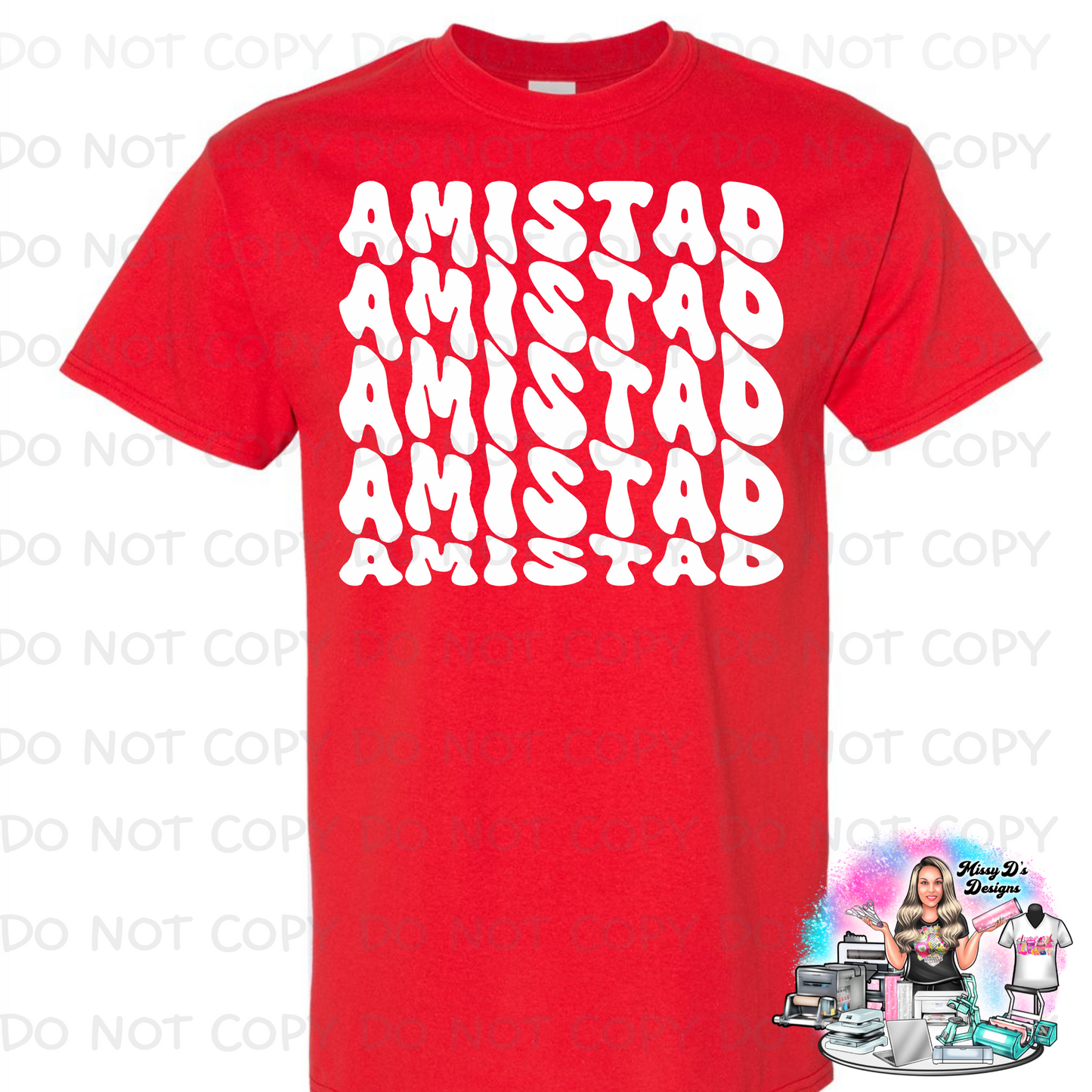 AmiSTAD friendship stacked wavy font Red HOUSE Shirt
