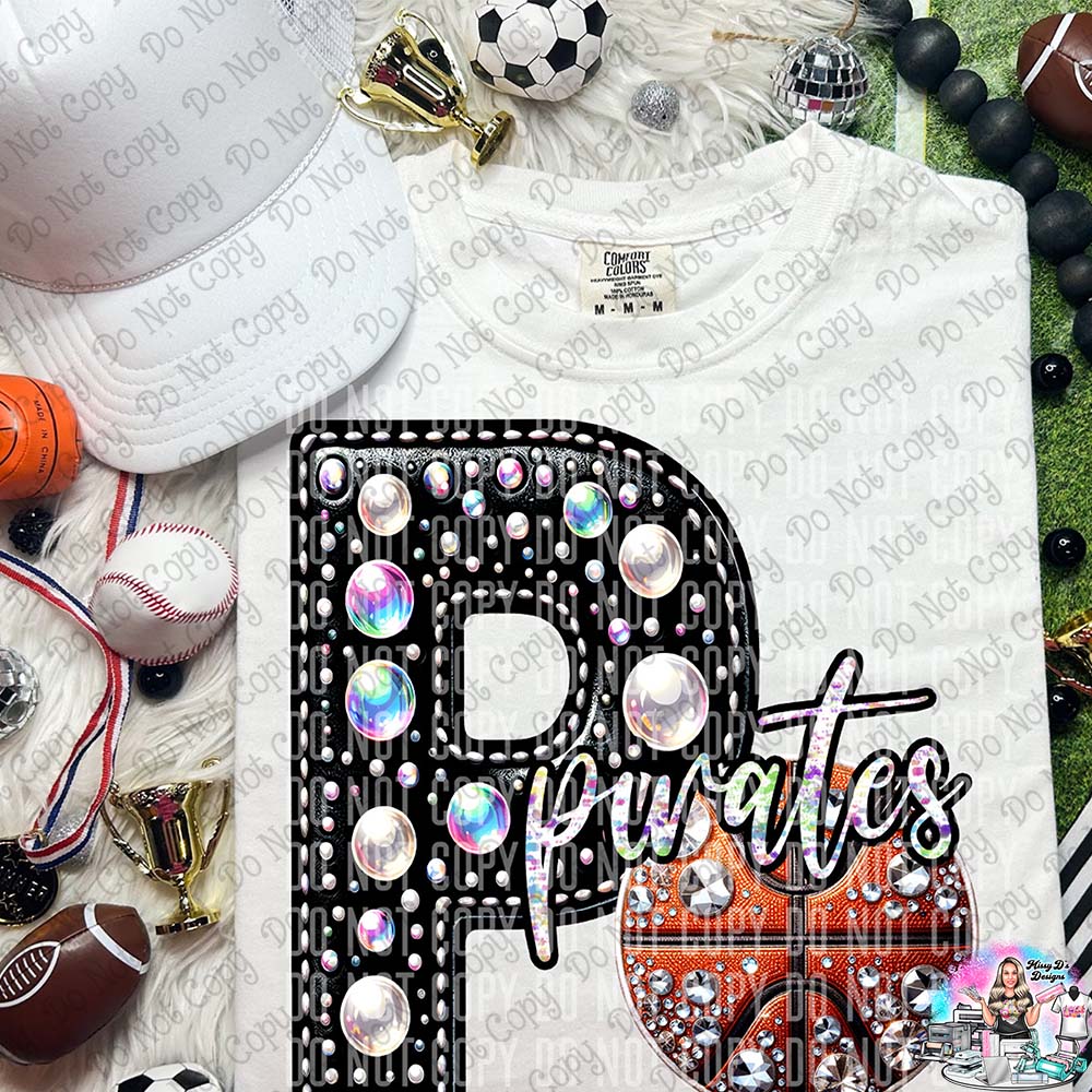 Pirates faux rhinestone Basketball SHIRT