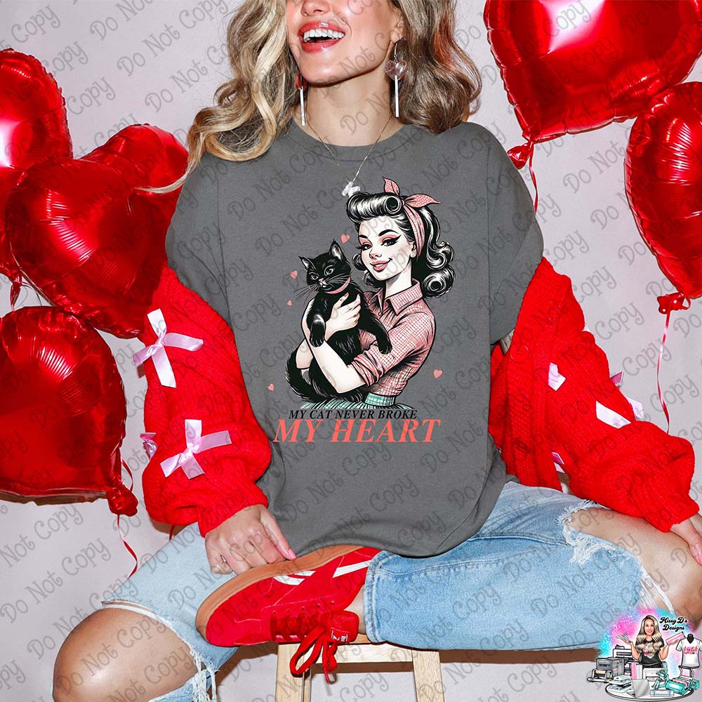 My Cat Never Broke My Heart Vintage Valentine SHIRT