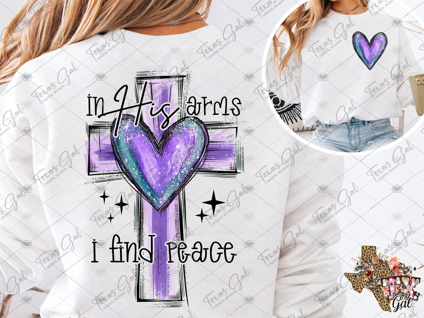 In His Arms, I Find Peace Purple Cross SHIRT
