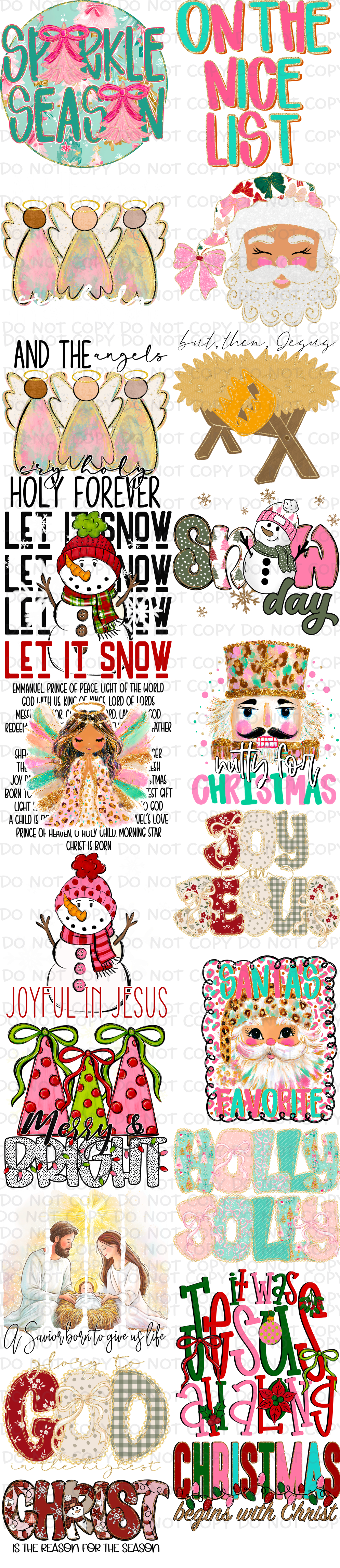 22 x 100 inch Christmas Pre-made Premade Gang Sheet