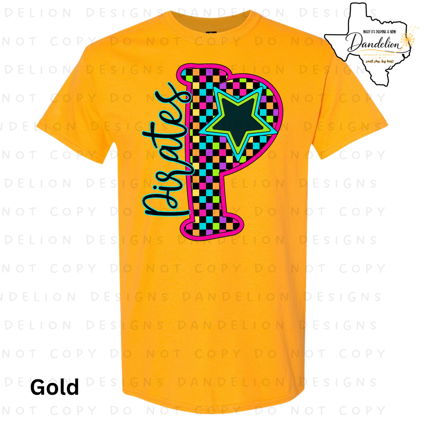 Pirates P Letter Tee - Gold