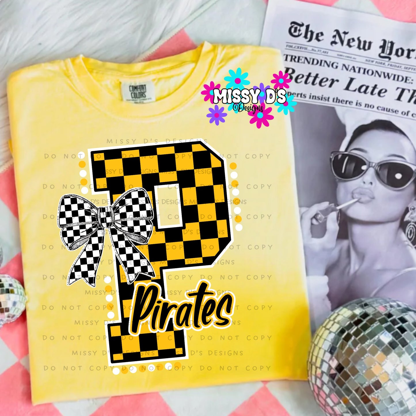 Checkered Black Gold Checkered P Crewneck Sweatshirt