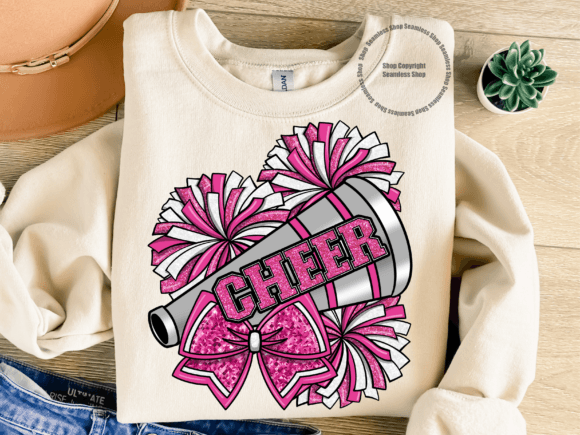 Pink Faux Glitter Cheer SHIRT