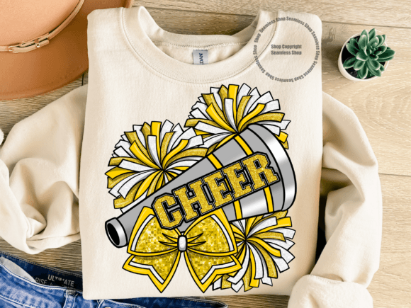 Yellow Faux Glitter Cheer SHIRT