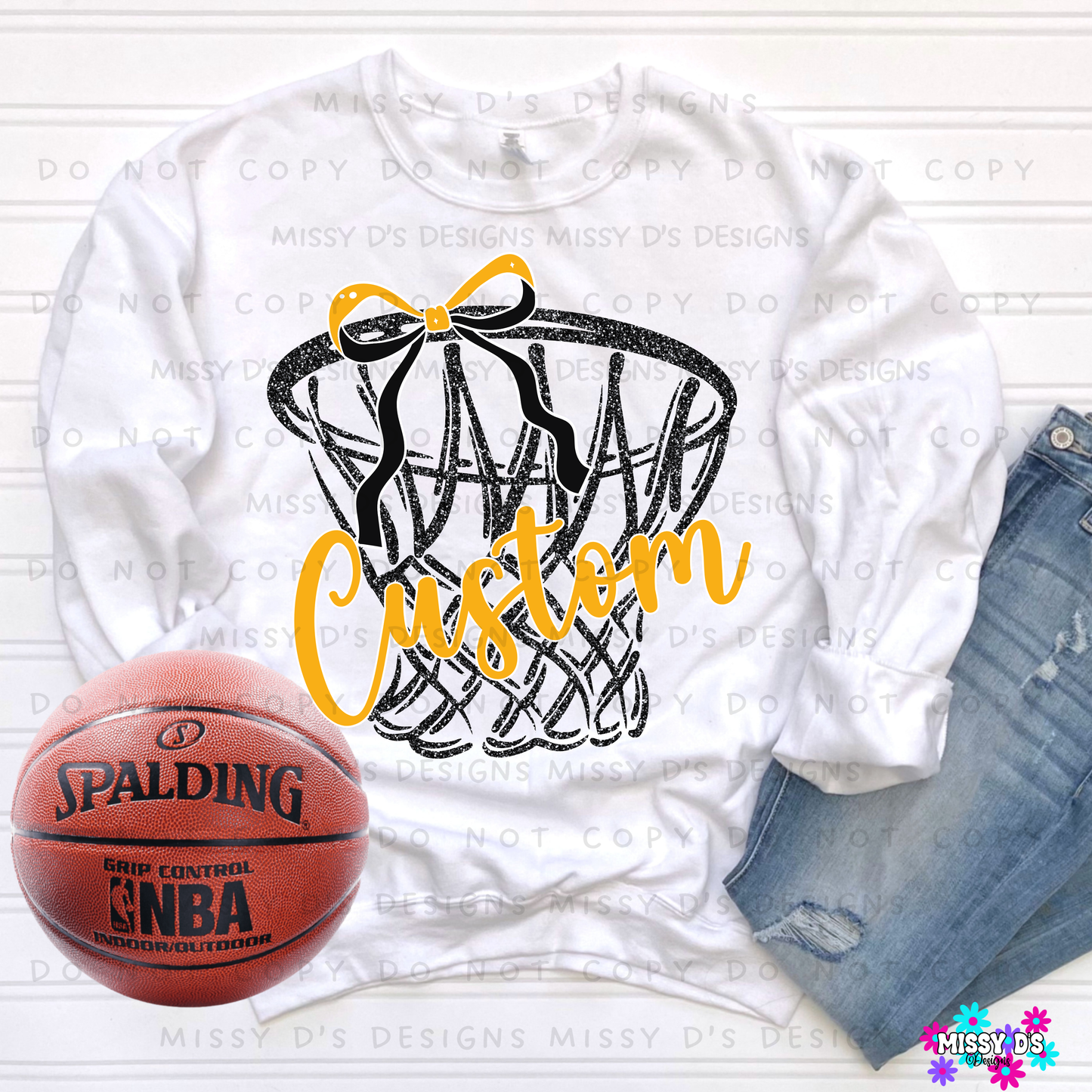 Custom Basketball Faux Glitter Mascot DTF TRANSFER