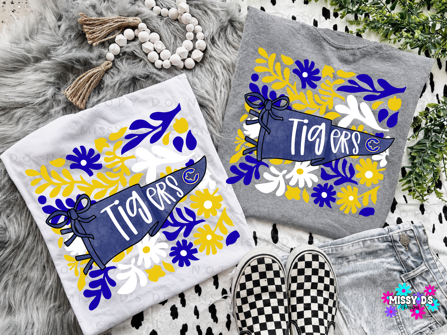 Corsicana Tigers Boho Floral Pennant