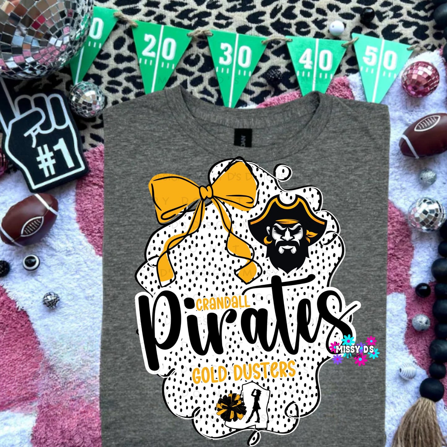 Crandall Pirates Dotted Bow Gold Dusters Crewneck Sweatshirt