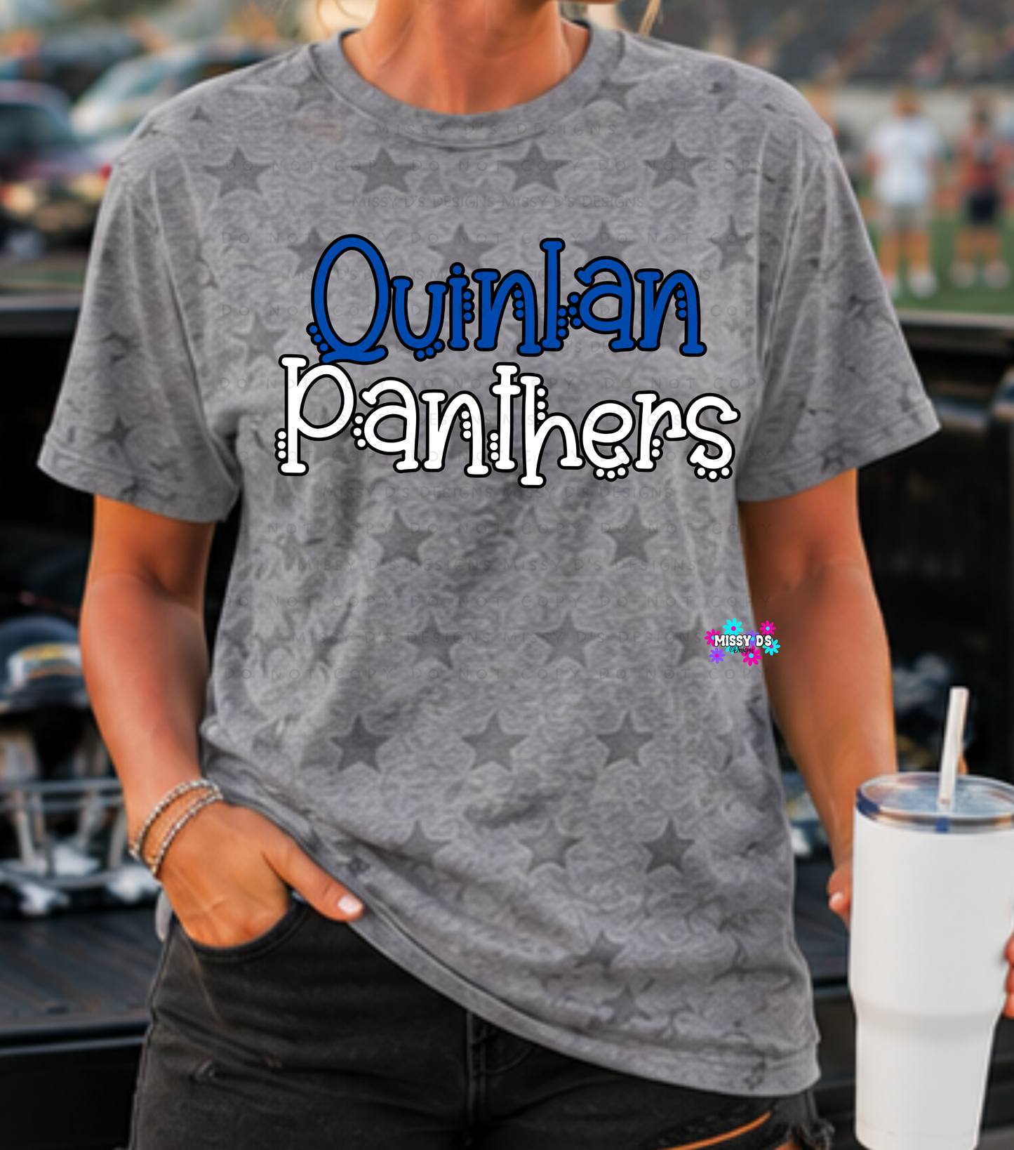Dotted Mascot Quinlan Panthers Black Outline