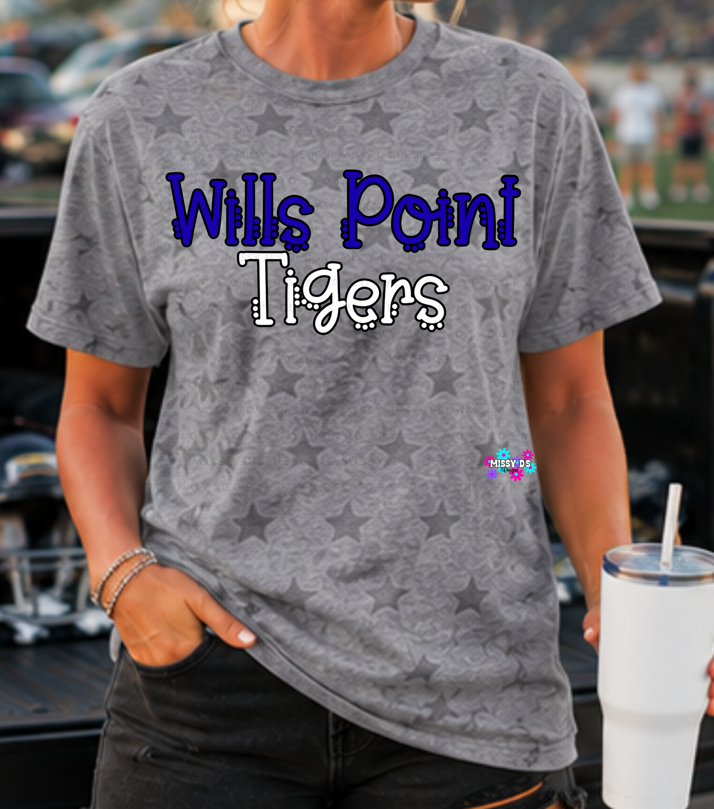 Dotted Mascot Wills Point Tigers Black Outline