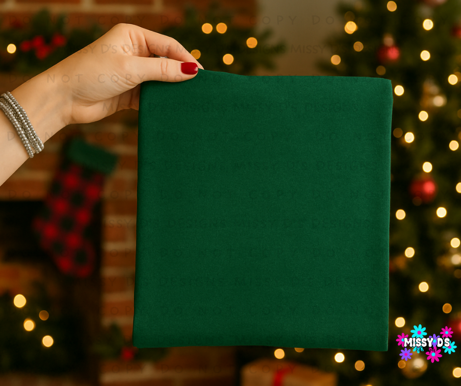 Hand-Held Winter Shirt Winter Mock Up Dark Forest Green Christmas