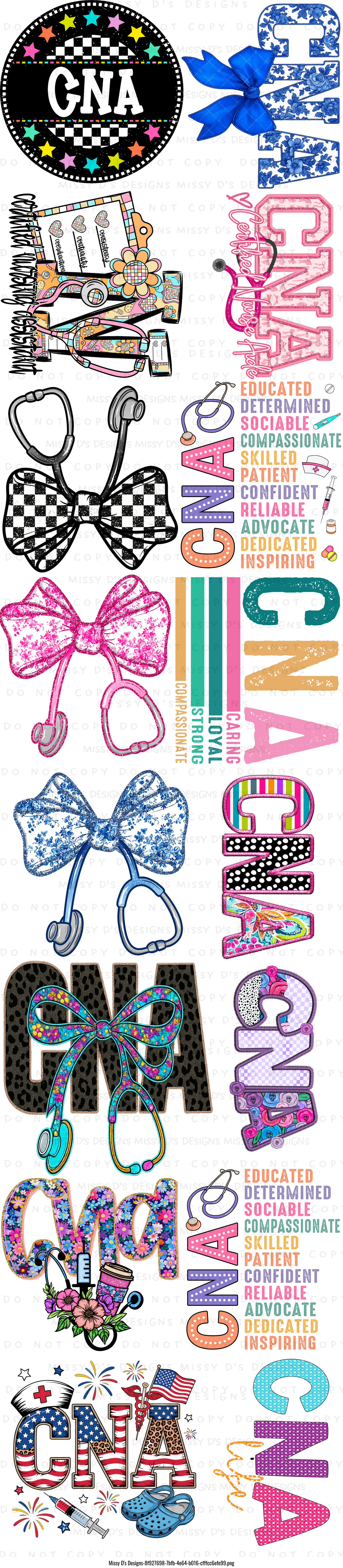 22 x 100 inch CNA Nurse Assistant Pre-made Gang Sheet