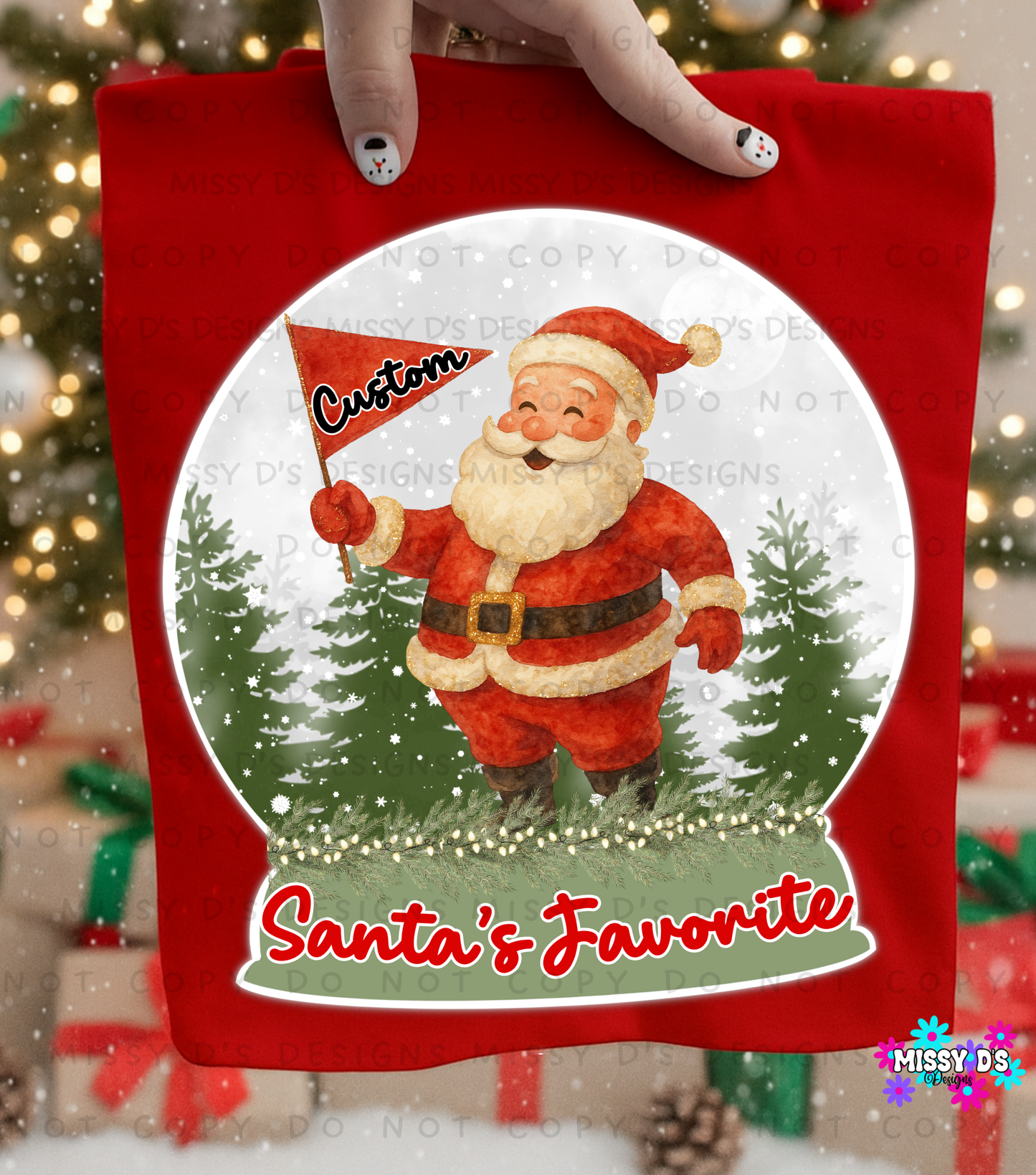 Custom Santa's Favorite Snowglobe Christmas Mascot DTF TRANSFER