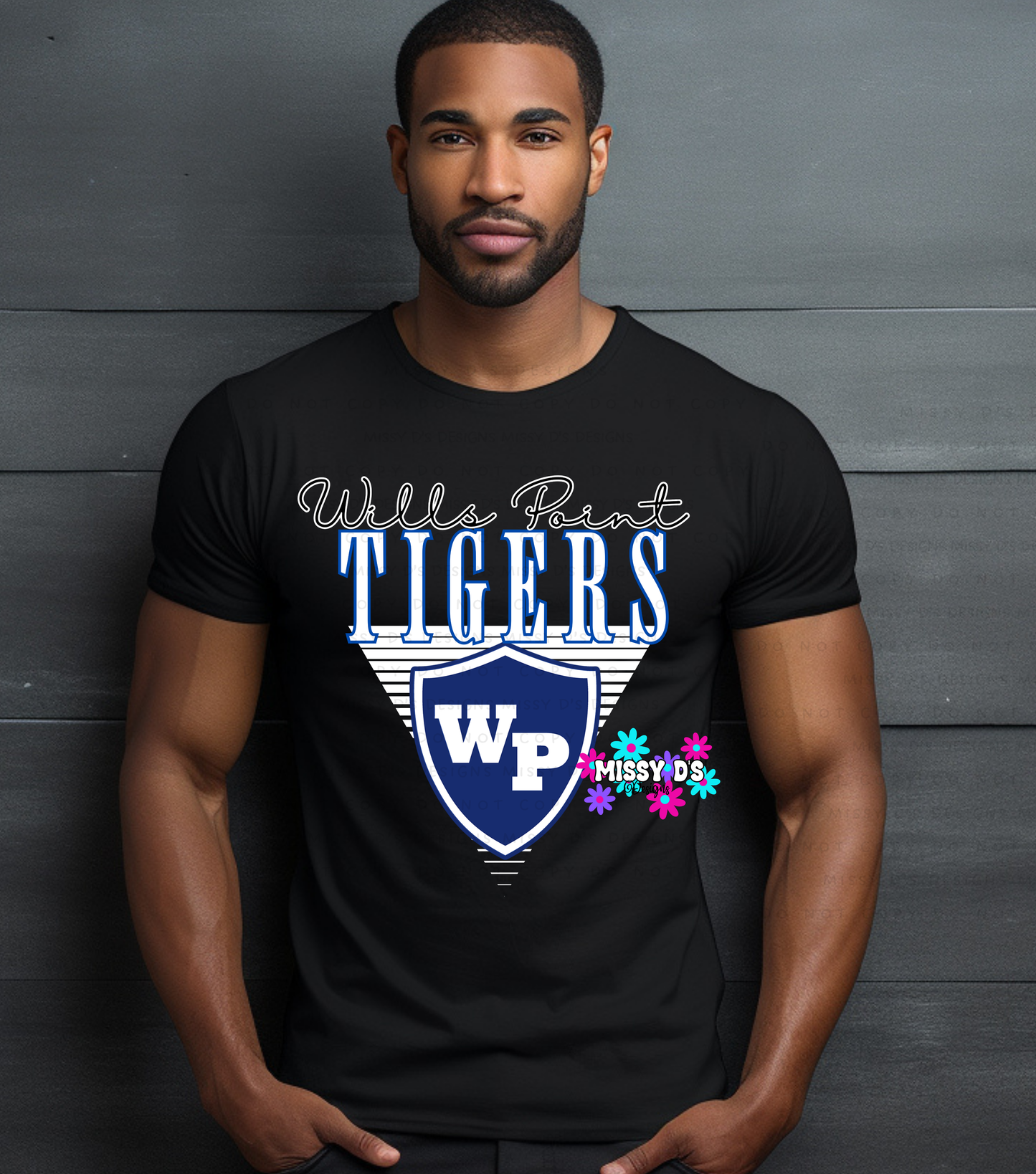Triangle Striped Wills Point Tigers Shield
