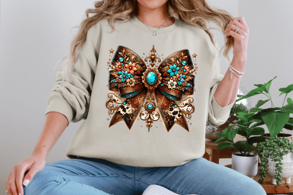 Turquoise Western Coquette Bow SHIRT