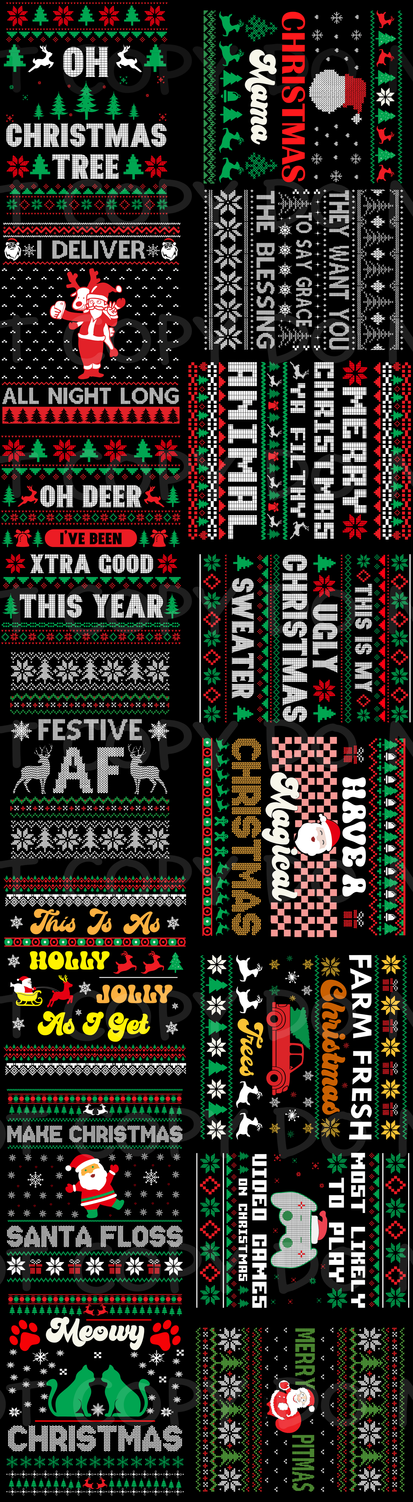 Ugly Sweater Christmas 22x80 inch Pre-made DTF Gang Sheet
