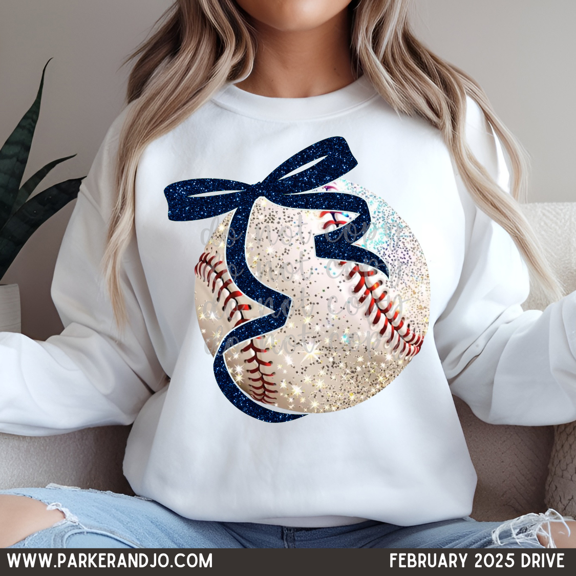 Navy Blue Baseball Bow Coquette SHIRT