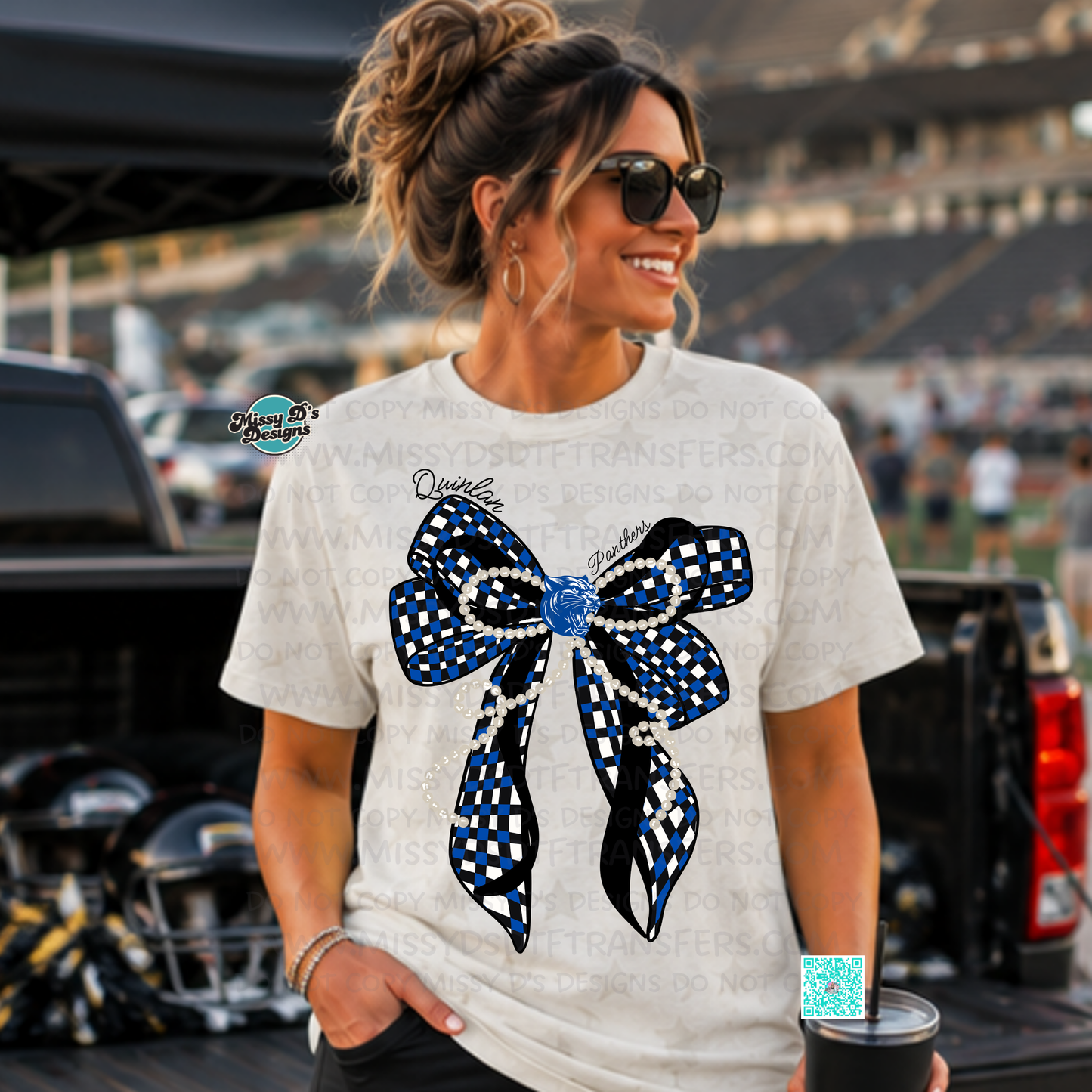 checkered preppy bow quinlan panthers mock