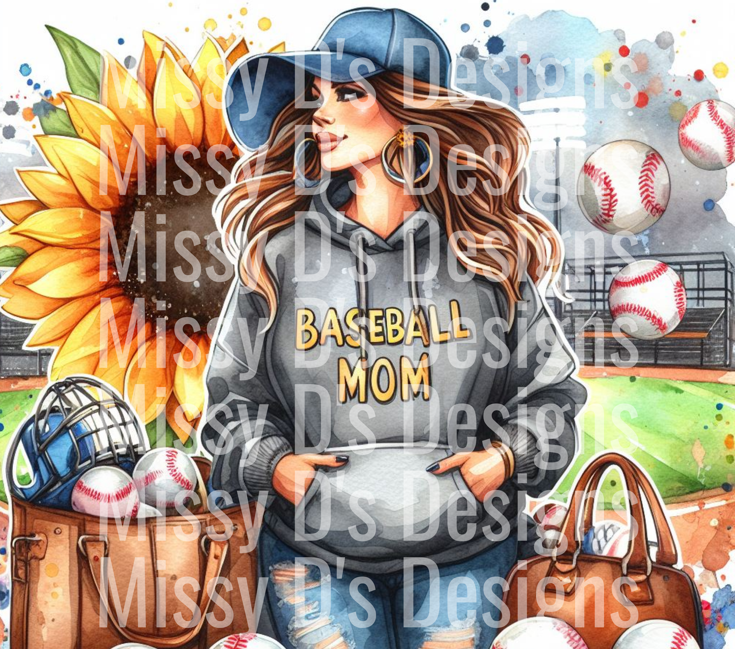 Dark Hair Baseball Mom