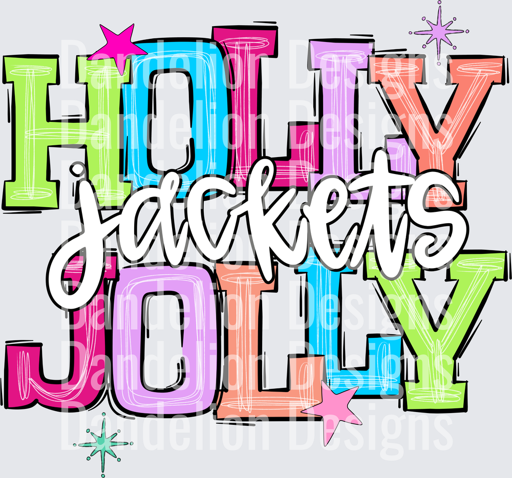 Holly Jolly Jackets Colorful Retro Bold Typography