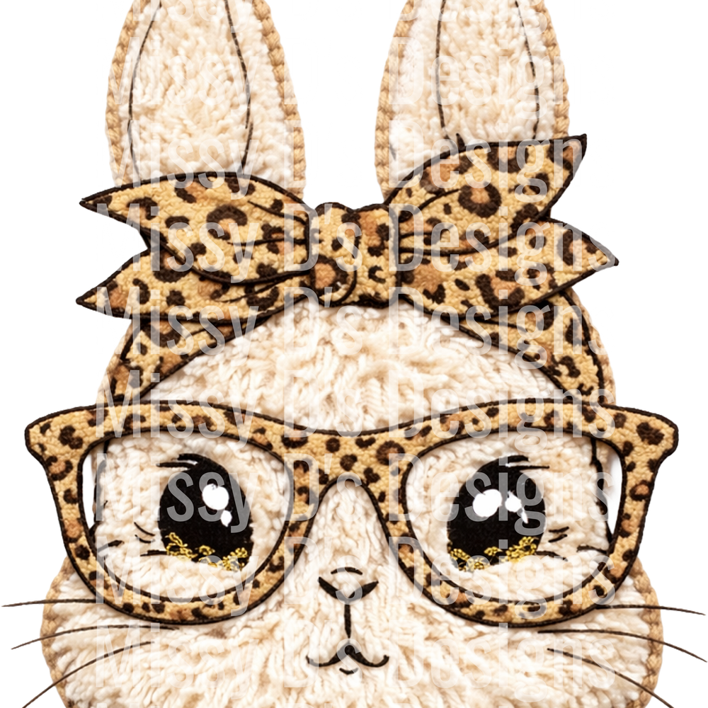 faux yarn knitted leopard bunny