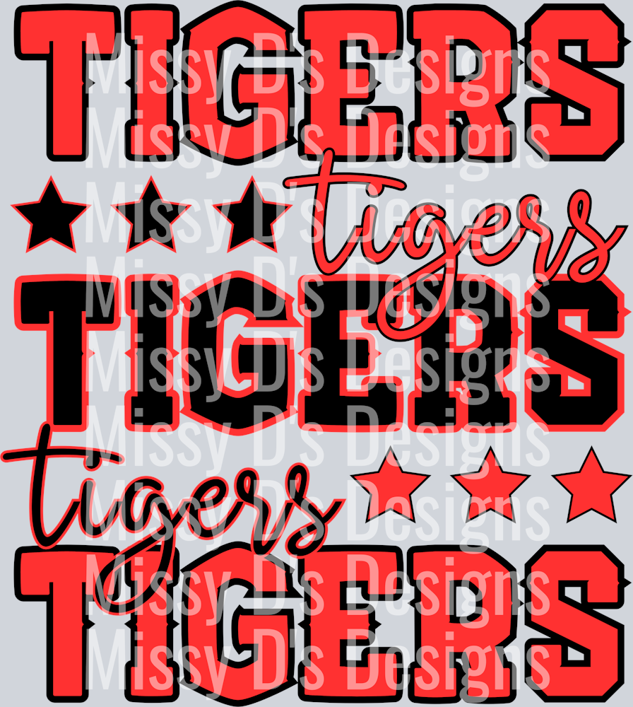 tigers stacked red black