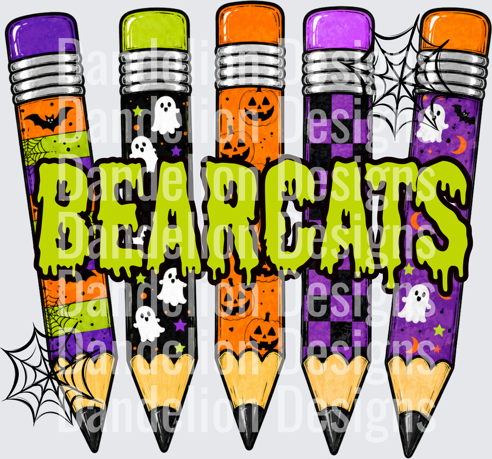 Bearcats Halloween Pencils Ghosts Pumpkins Spiderwebs