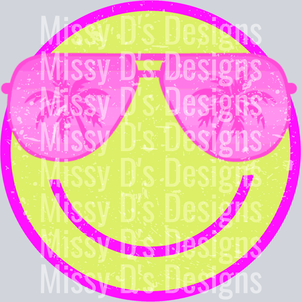 yellow pink smiley sunglasses
