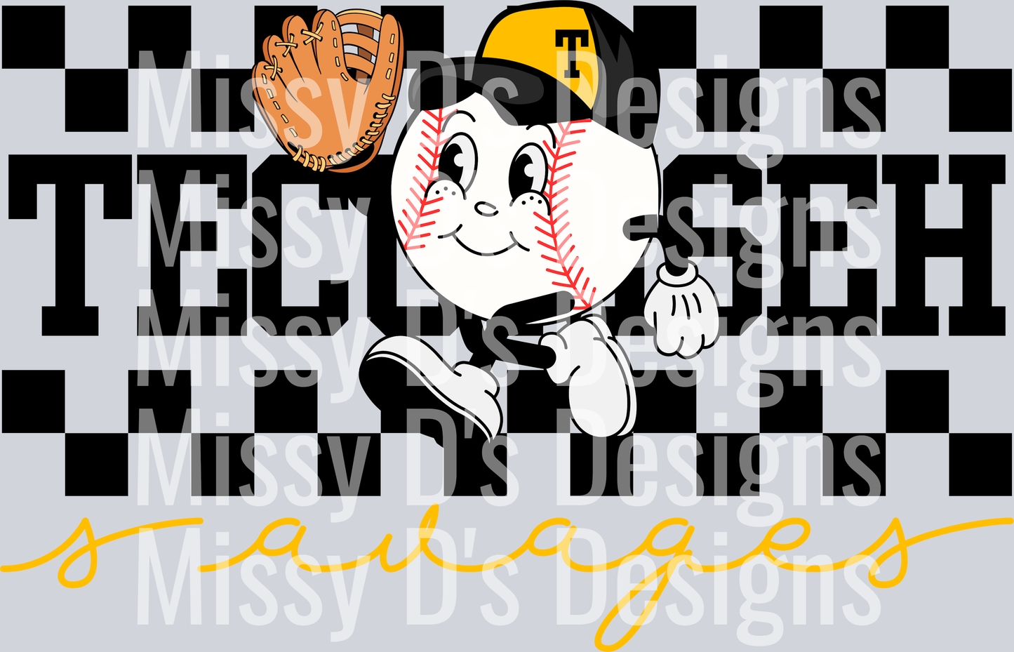 TecumsehRetroBaseballCheckered
