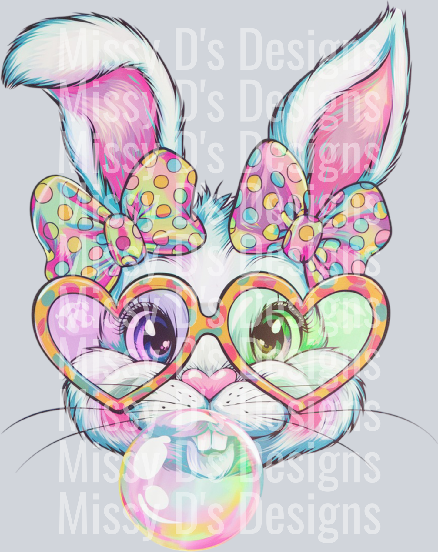watercolor bubble blowing bunny