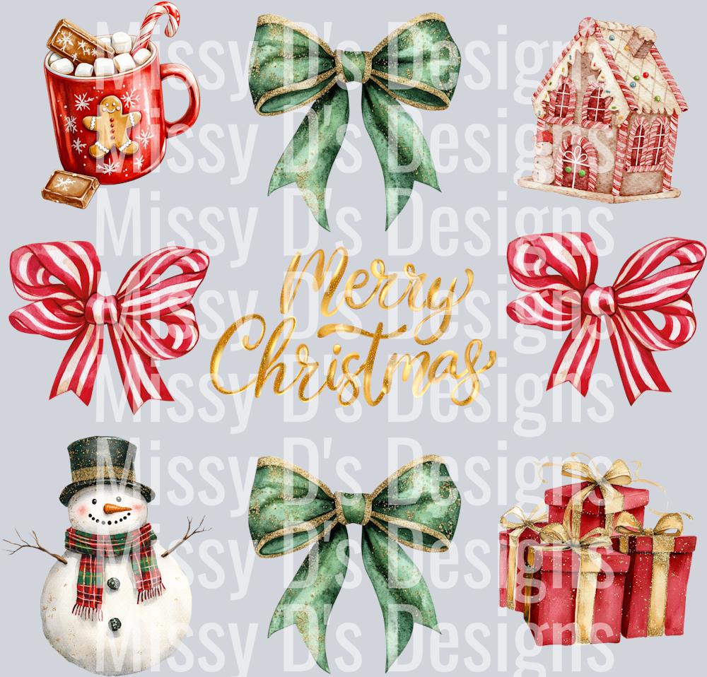 Merry Christmas Bows and Elements 300dpi