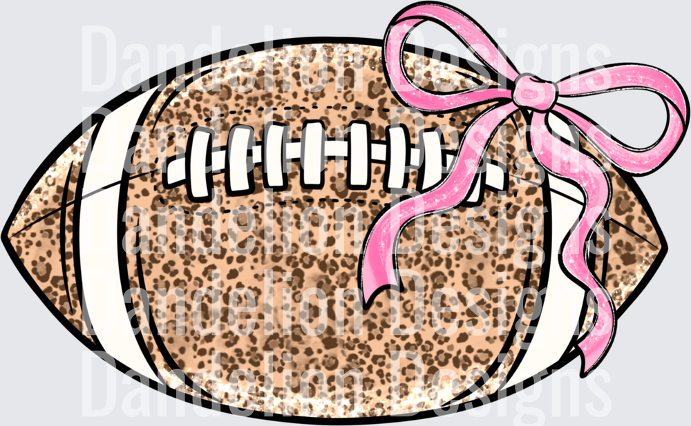 Leopard Print Glitter Football with Pink Coquette Bow