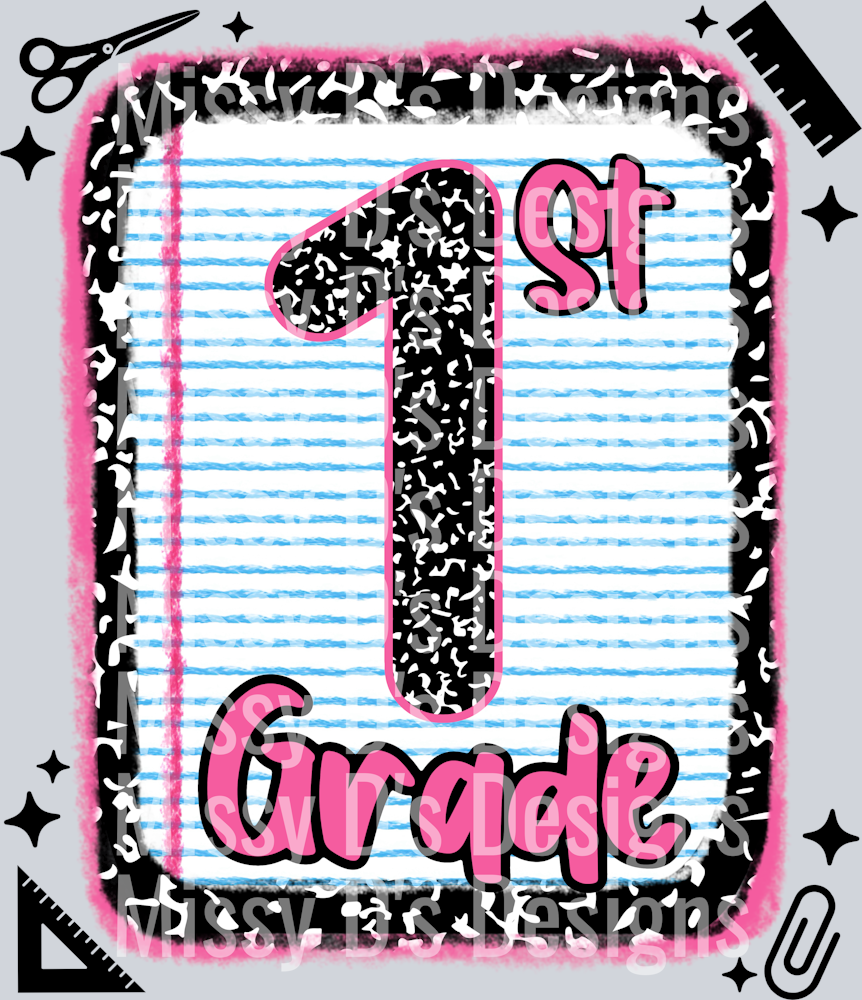 1st grade notebook paper pink
