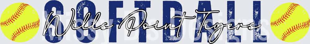 Wills Point Tigers Softball Distressed Bold Graphic with Softballs