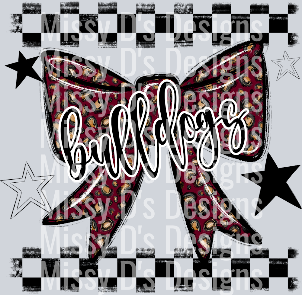 Splatter color bow bulldogs maroon