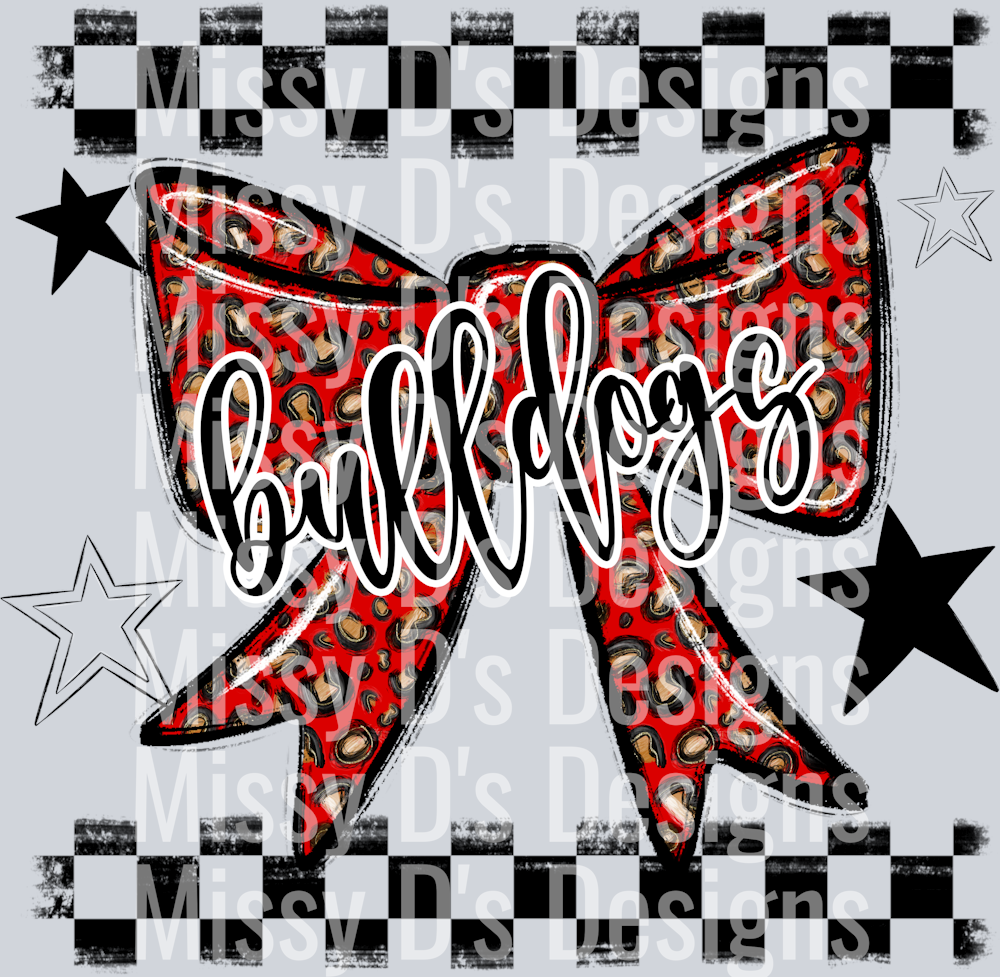 Splatter color bow bulldogs red