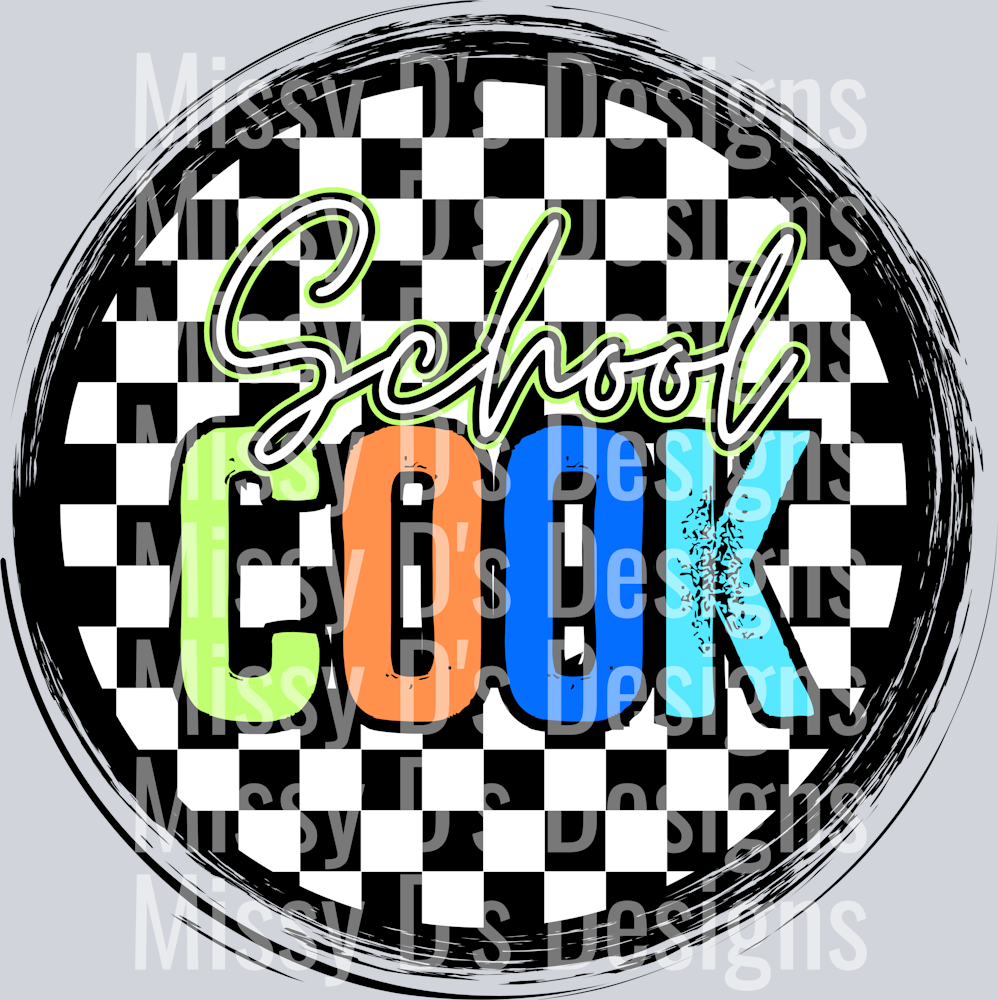 CheckeredCircleOrangeSchoolCook