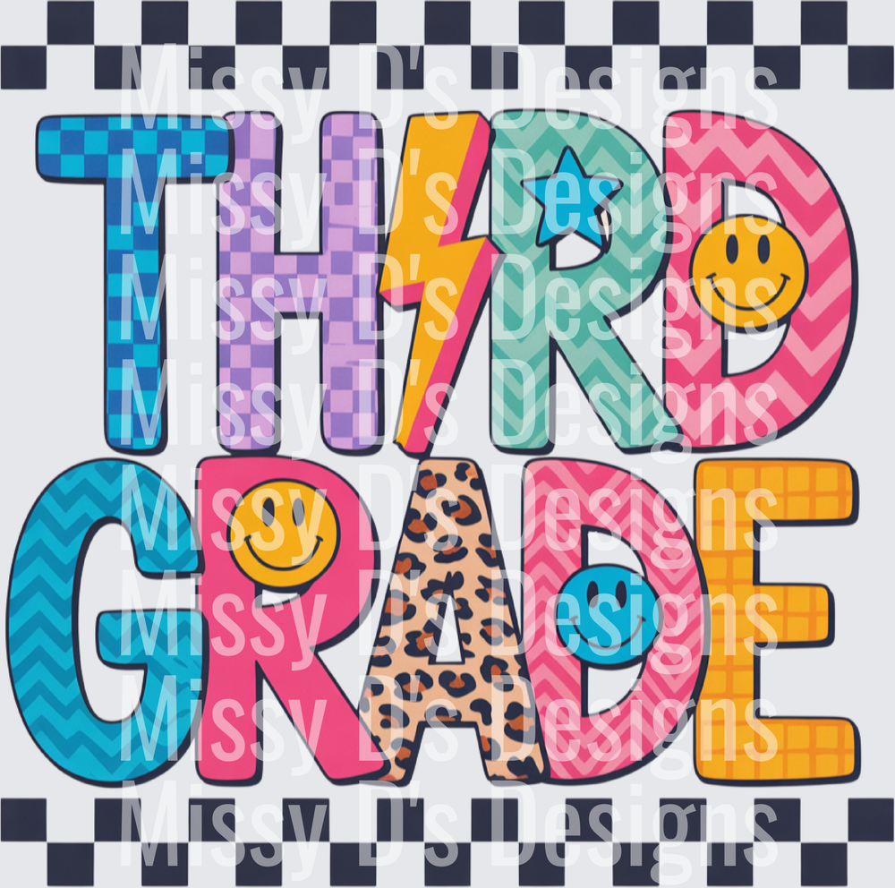 checkered colorful third grade