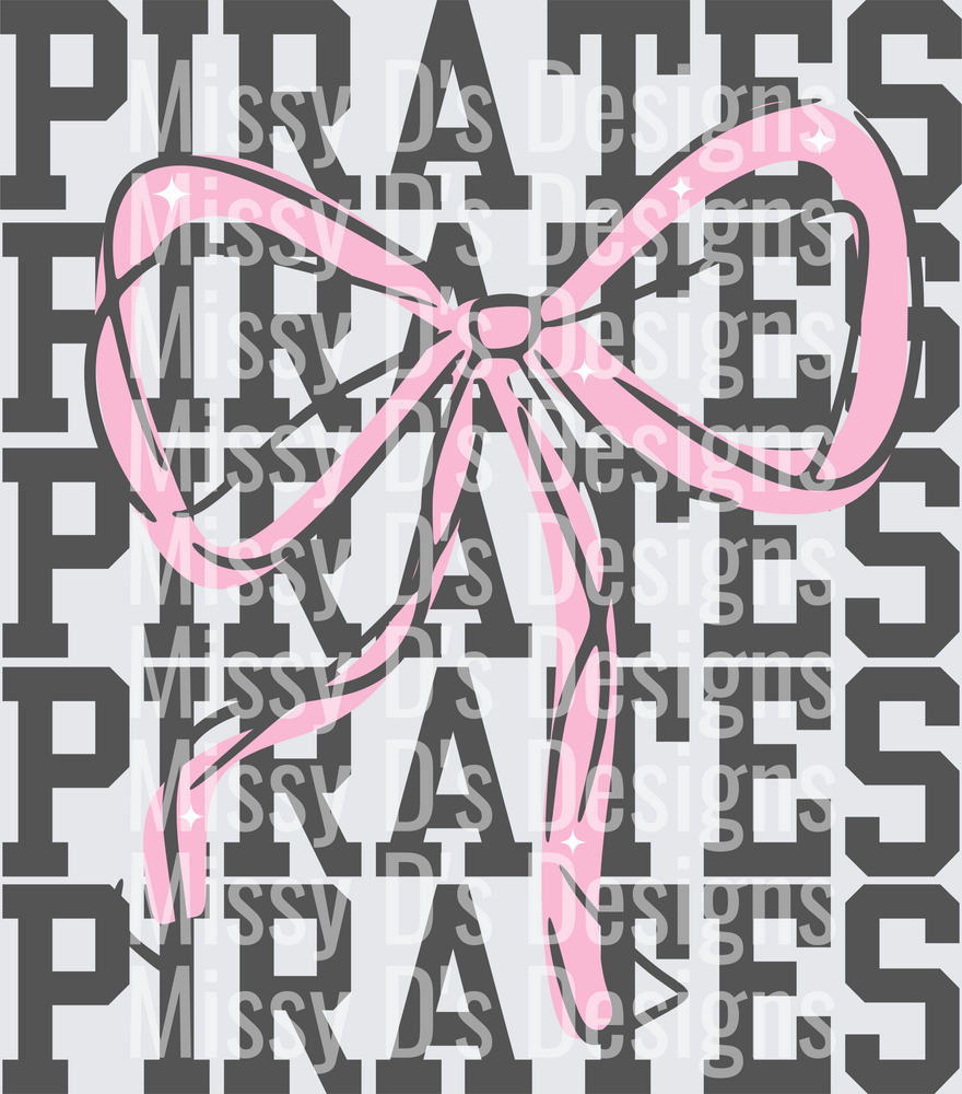 pirates grey pink ribbon bow stacked