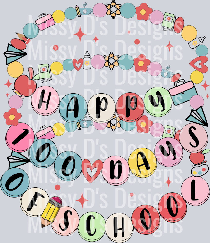 Little girl 100 Days Of School Bracelet PNG-01