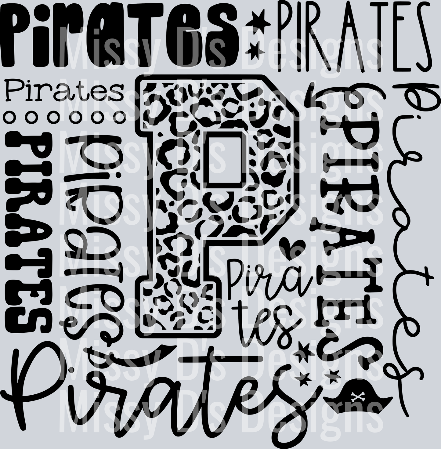 Pirates Typography collage - black