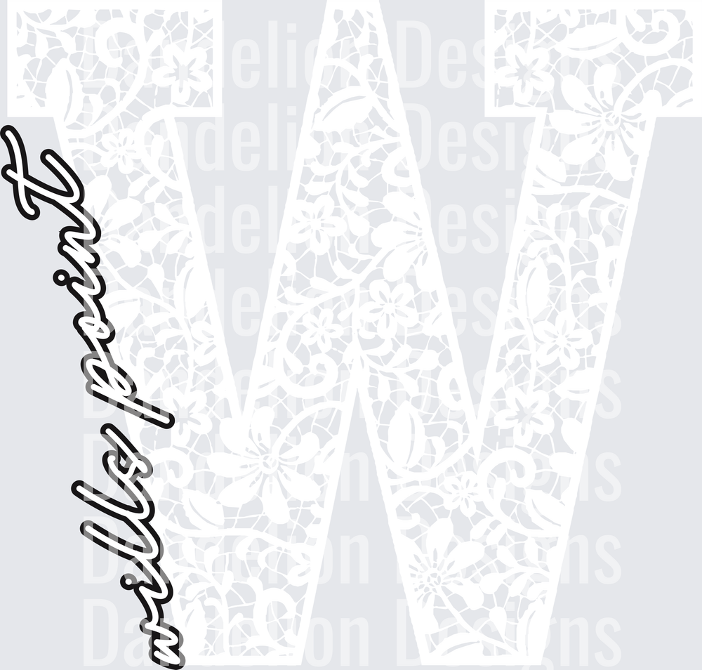 Floral Lace Initial School Spirit Mascot wills point