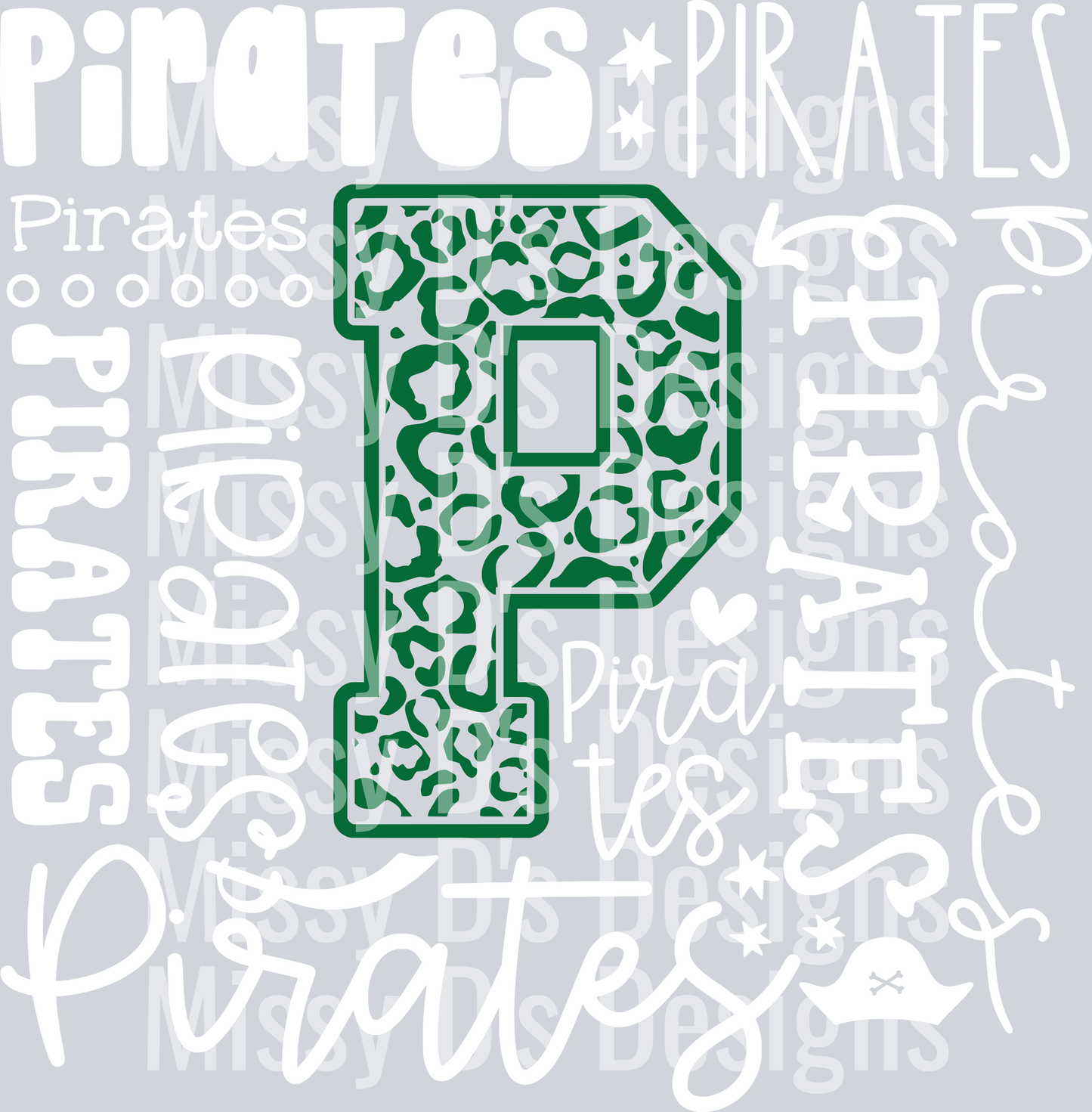 Pirates Typography Collage - green white