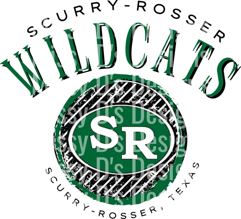 Scurry-Rosser Wildcats SR Green Vintage Circle Logo