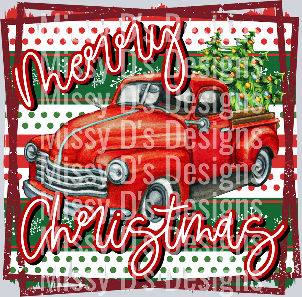 Merry Christmas red truck
