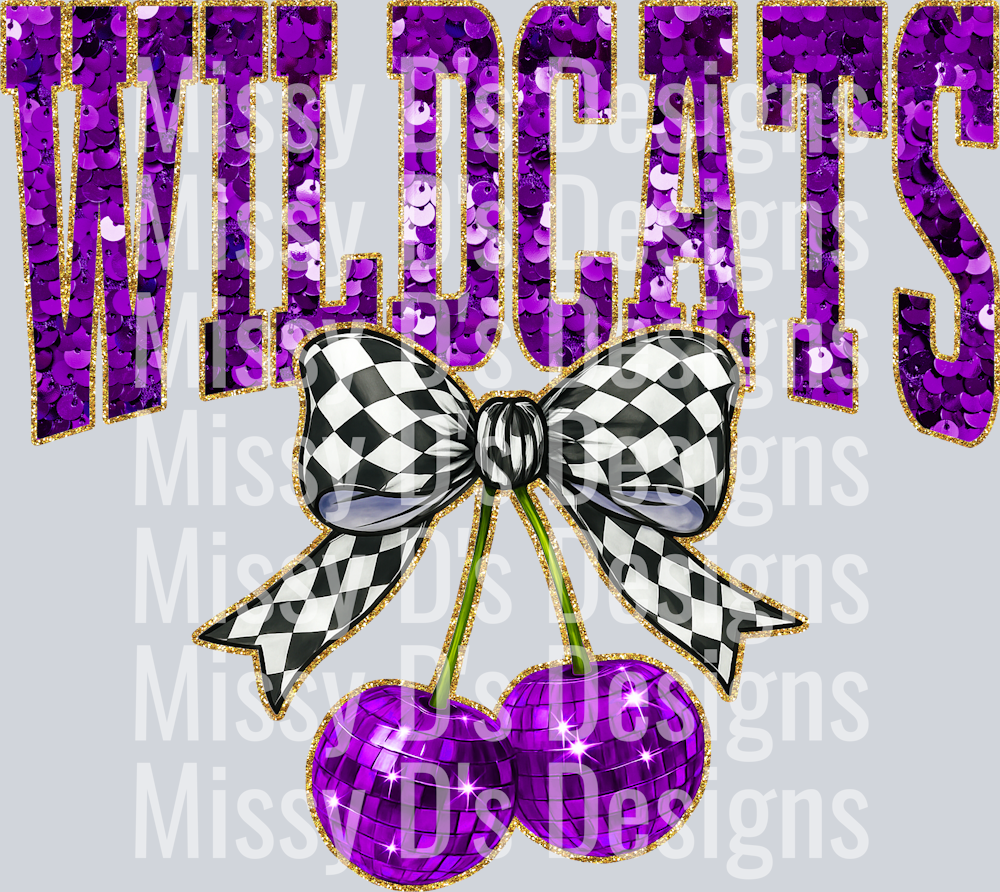 Purple Sequin Cherry Wildcats