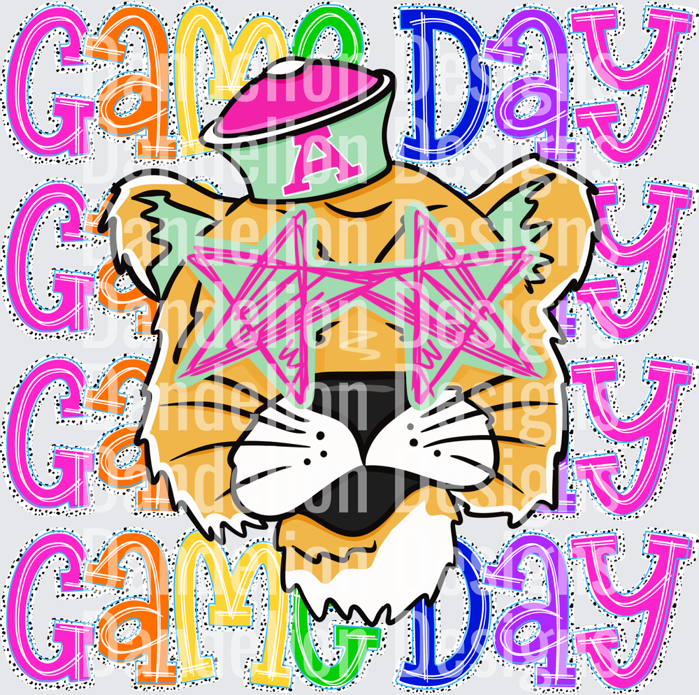 Game Day Tiger with Star Sunglasses and Letter Cap