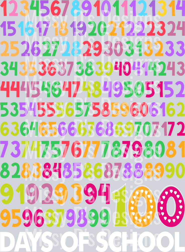 colorful numbers 100 days of school