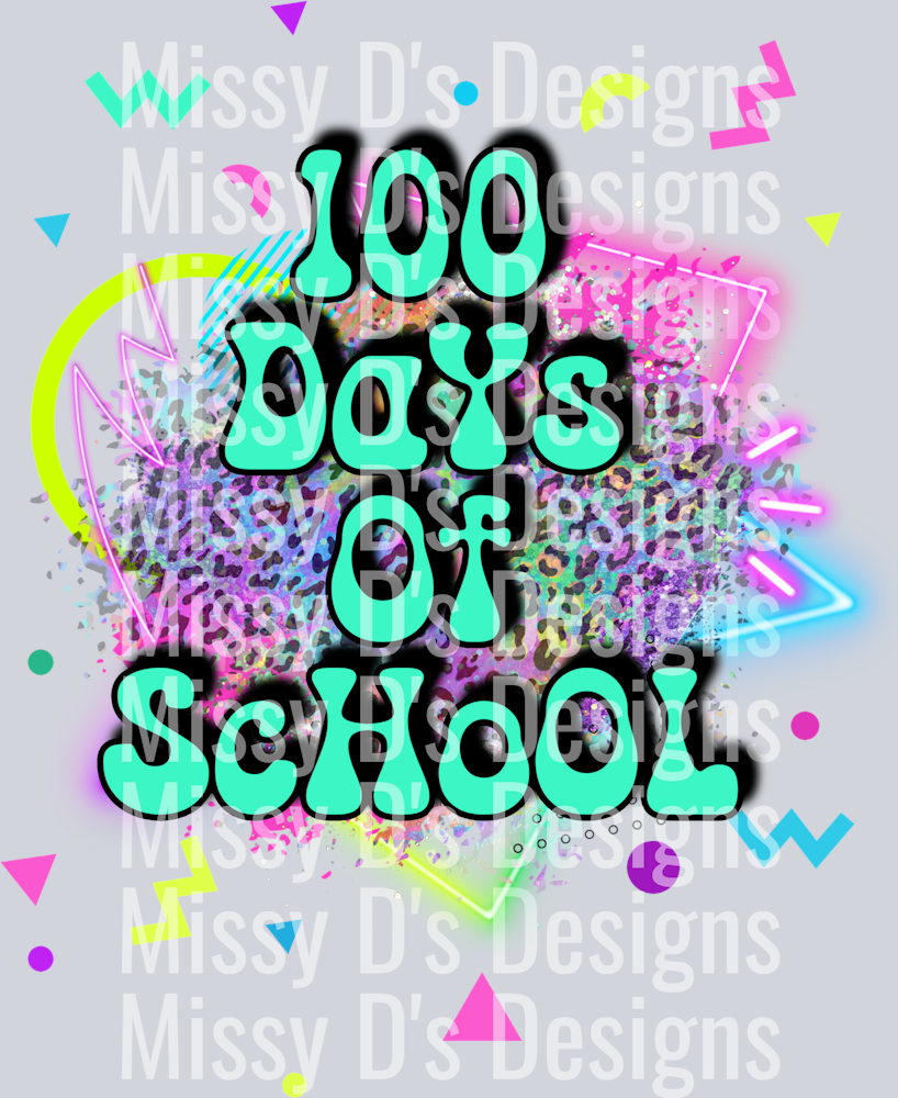 100 days school neon