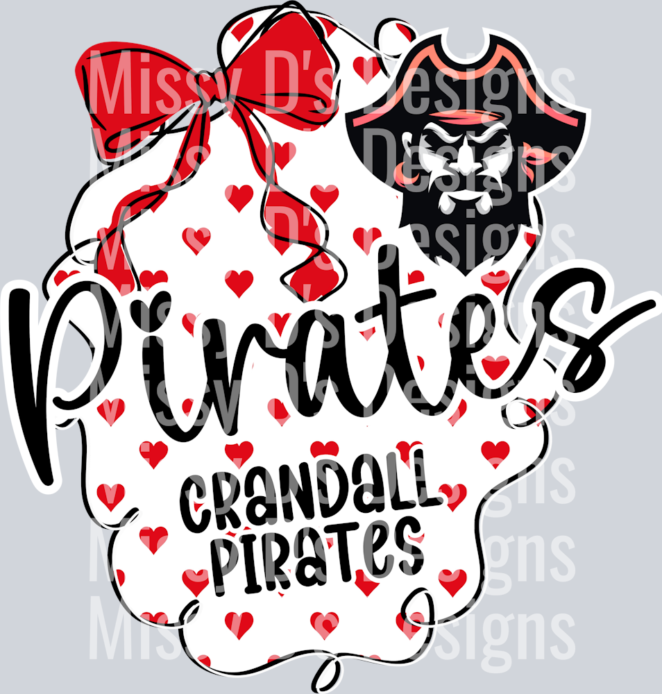 Crandall Pirates Hearts Red